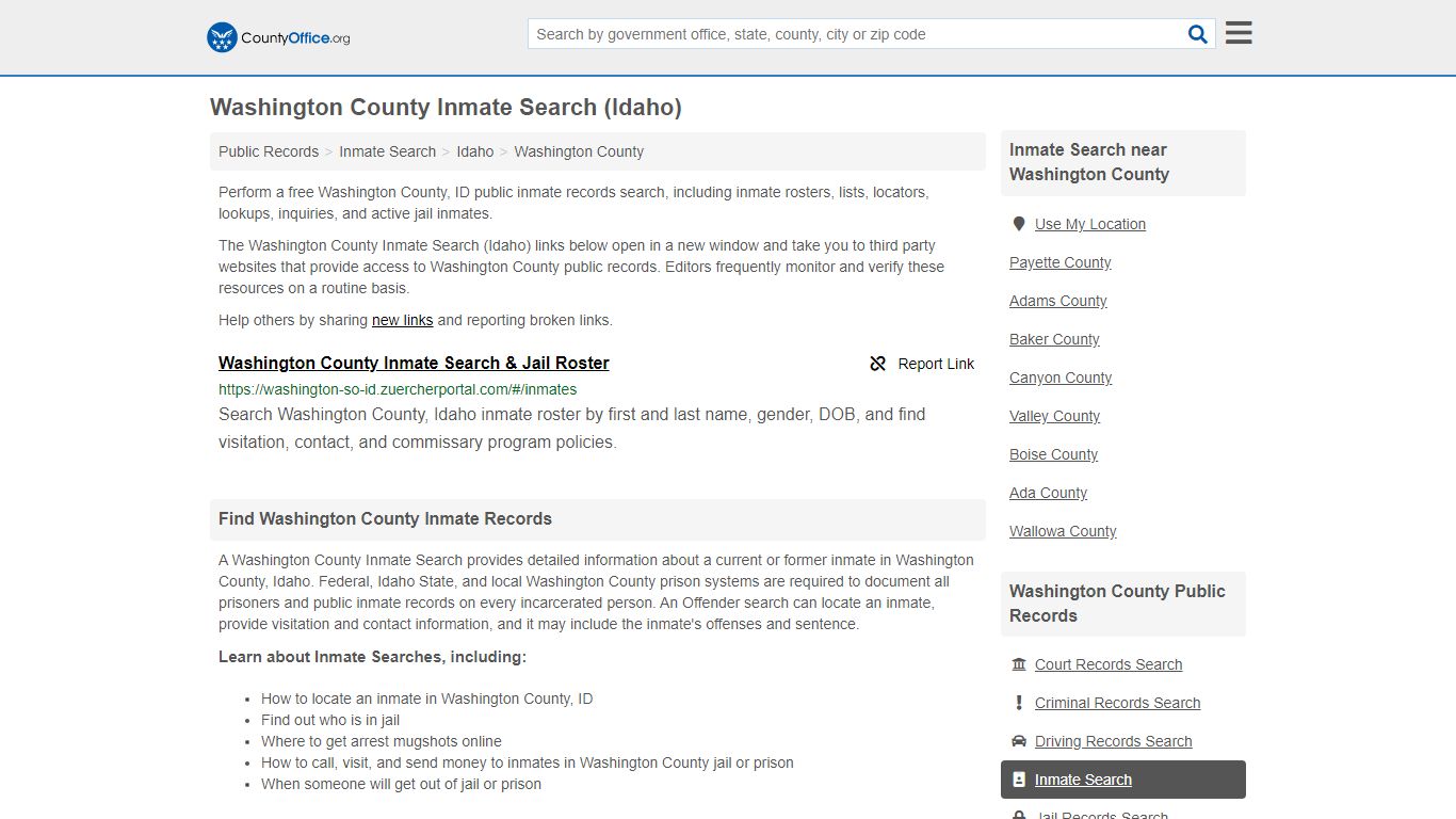 Inmate Search - Washington County, ID (Inmate Rosters ...