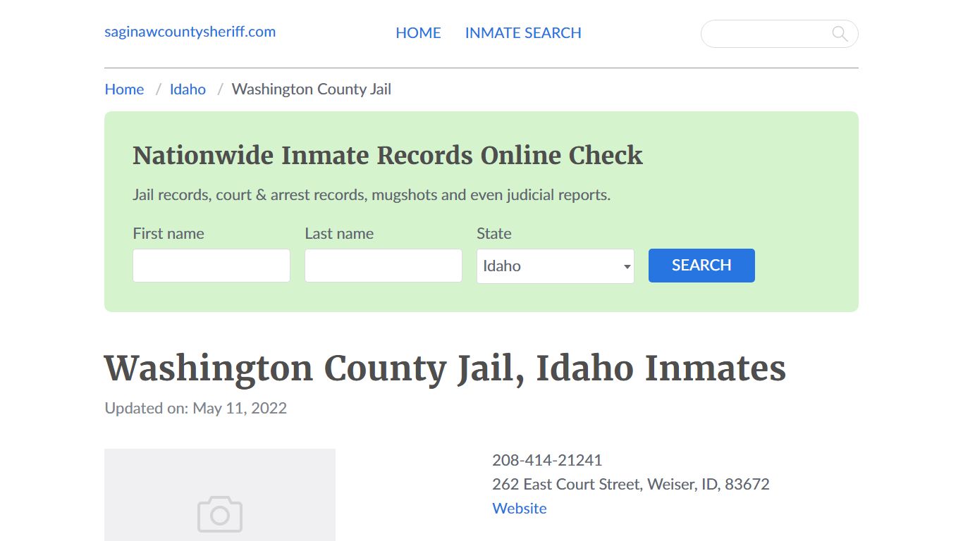 Washington County Jail, Idaho Jail Roster